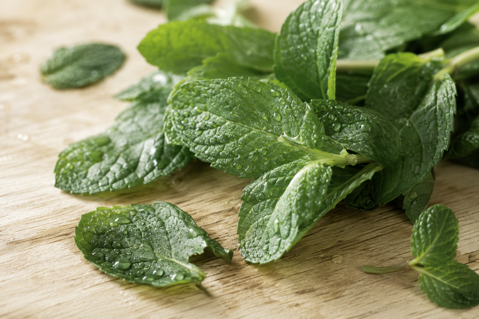 Fresh mint leaves close up